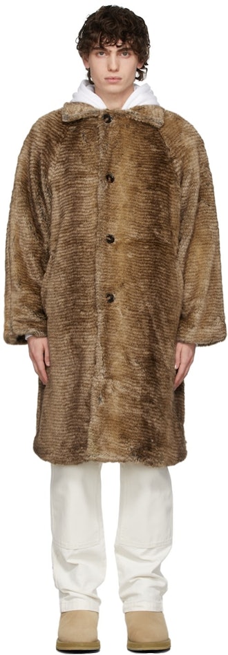 CLOT Souther Collar Faux Fur Coat