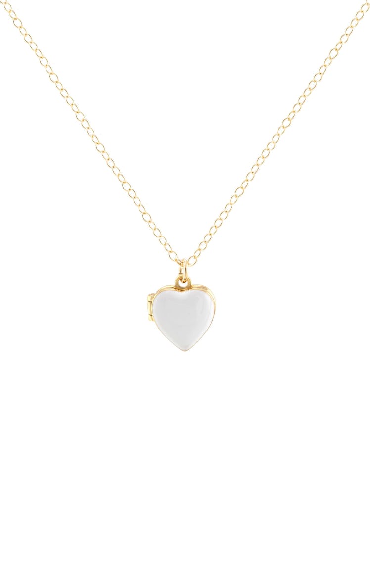 White enamel heart locket by Kris Nations