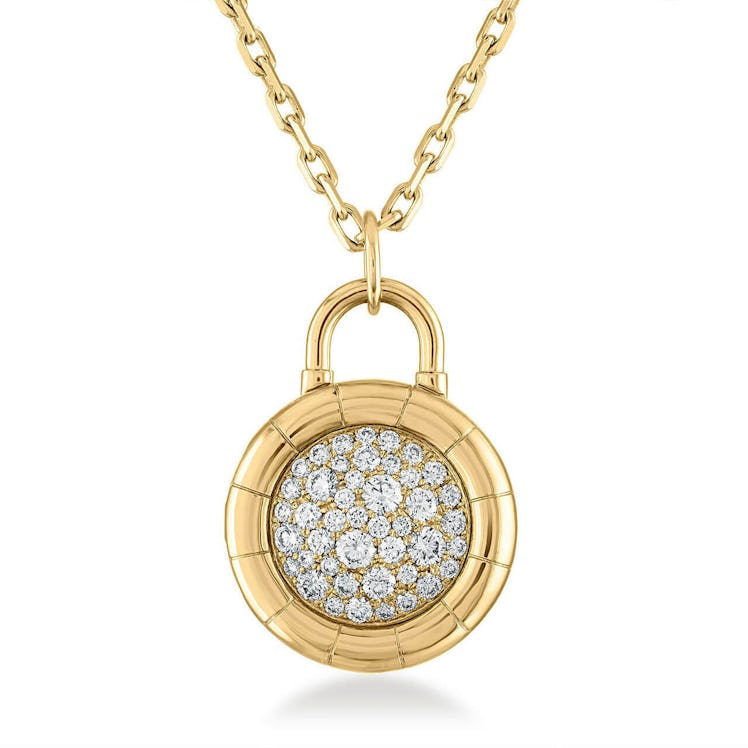 Yellow gold and diamond locket by Lindsey Scoggins