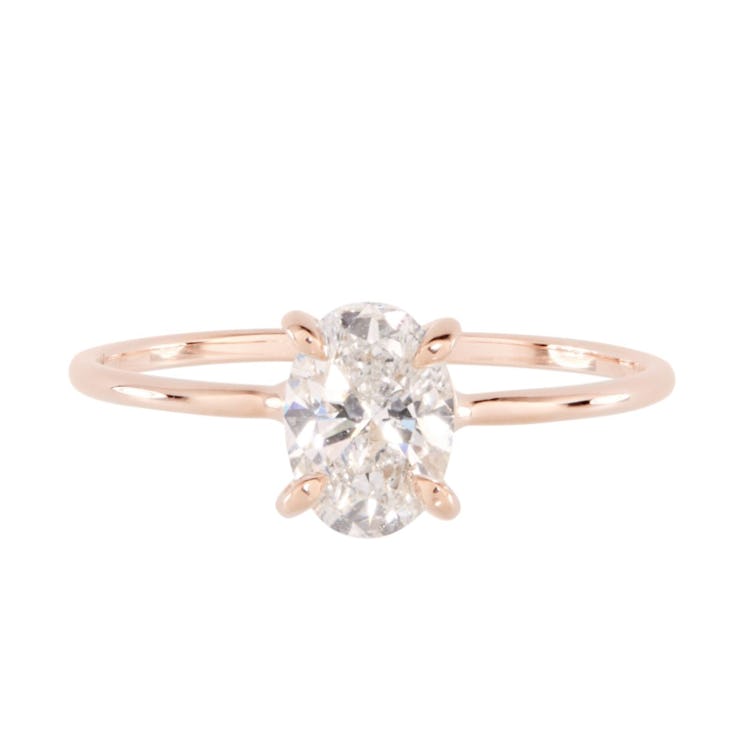An oval diamond engagement ring by Catbird