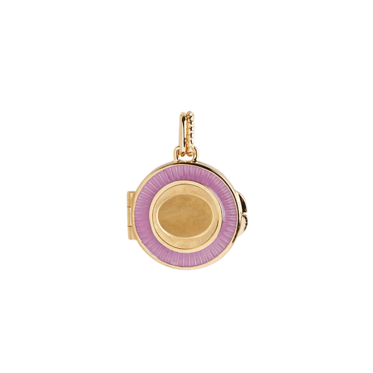 Round gold and resin locket by Maria Black