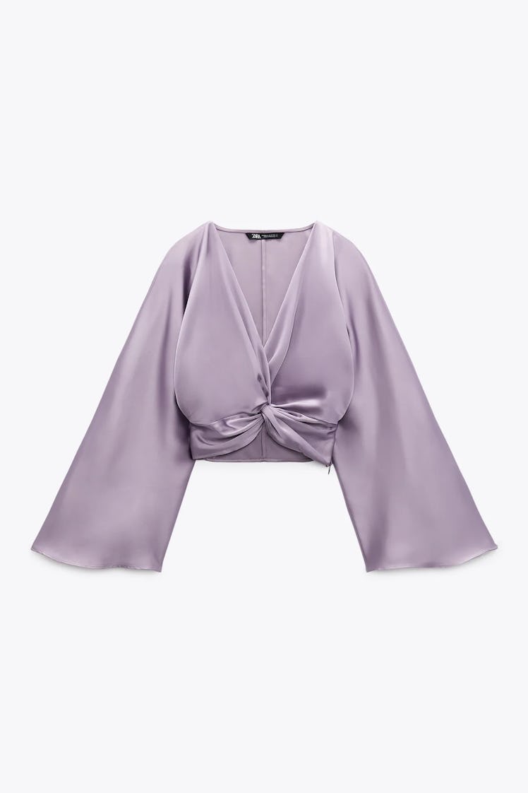 Zara Knotted Satin Effect Top