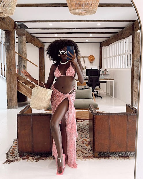 Aleiya Blake wears Spell vacation pieces.