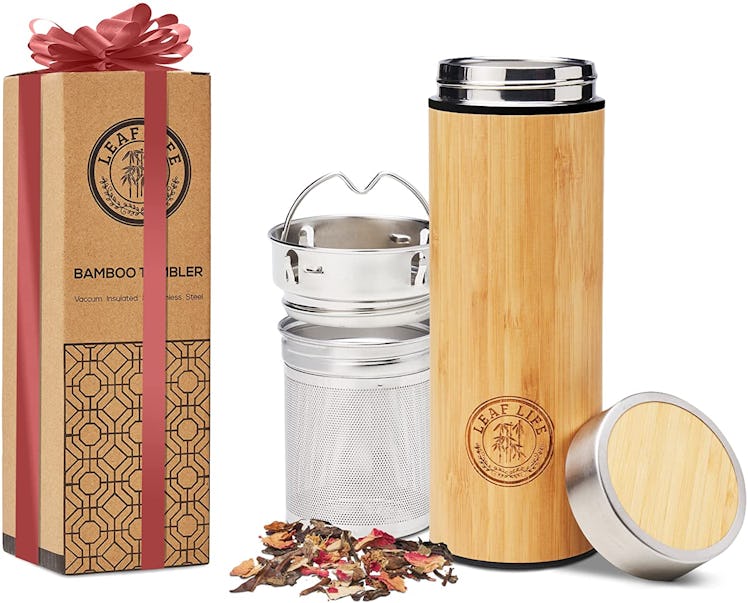 LeafLife Bamboo Thermos with Tea Infuser