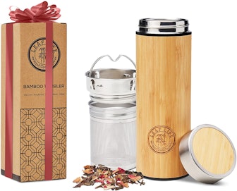LeafLife Bamboo Thermos with Tea Infuser