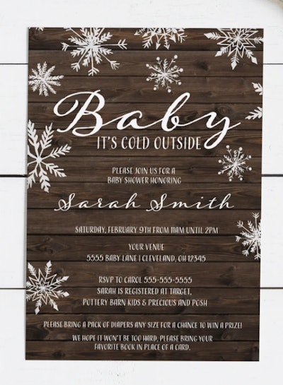 Baby shower invite with winter theme