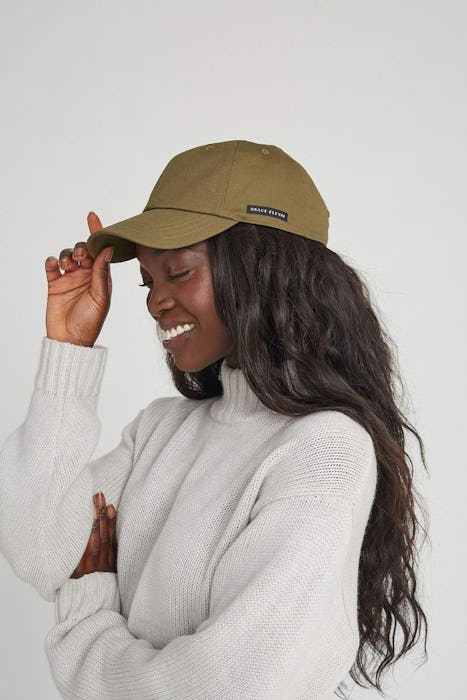 Olive Satin-Lined Baseball Hat