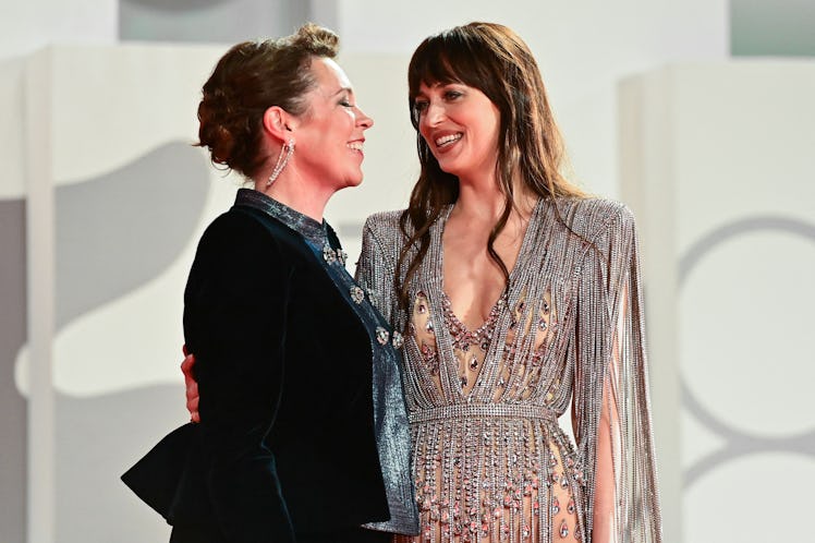 Olivia Colman and Dakota Johnson at the Venice Film Festival screening of The Lost Daughter