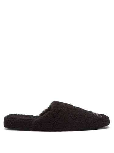 Cosy BB-Plaque Faux-Shearling Slides