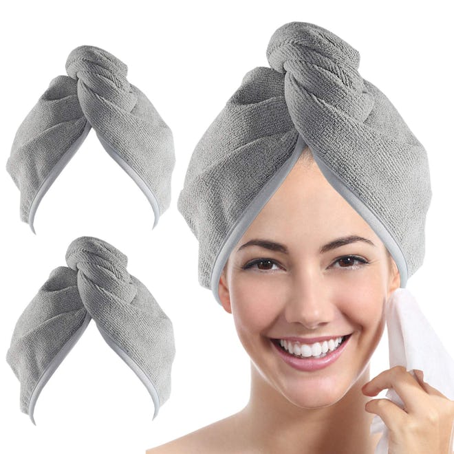 YoulerTex Microfiber Hair Towel Wrap (2 Pack)