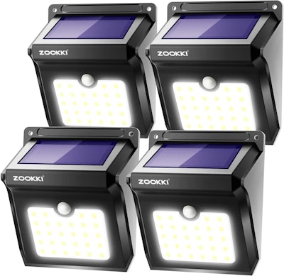 ZOOKKI Solar Motion-Sensor Lights (4-Pack)