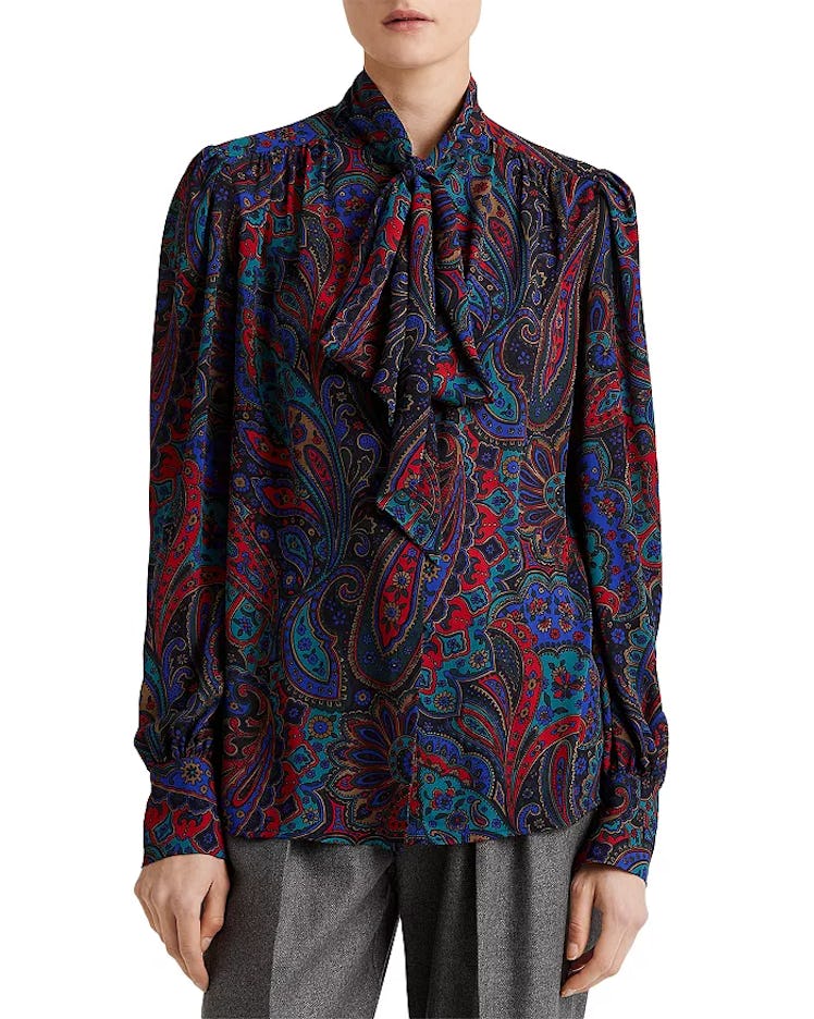 Ralph Lauren Paisley Tie Neck Blouse