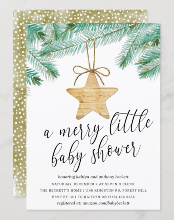 Christmas-themed baby shower invite