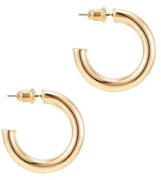 PAVOI 14K Gold Colored Chunky Open Hoops 