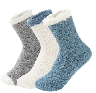 Century Star Fuzzy Fluffy Cozy Warm Super Soft Slipper Socks (3-Pack)