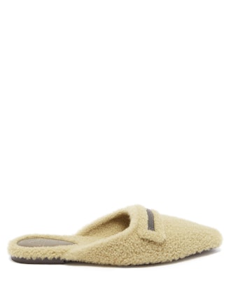 Monili-Trim Shearling Backless Loafers