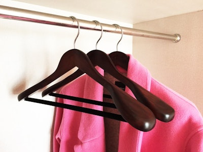 B&C Home Goods Wooden Hangers With Velvet Bar (6-Pack)