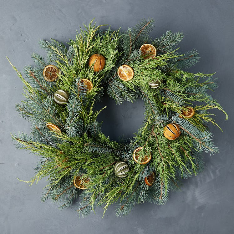 Fresh Evergreen + Dried Citrus Wreath