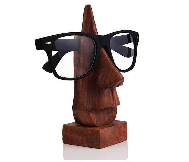 IndiaBigShop Hand Carved Nose-Shaped Eyewear Holder