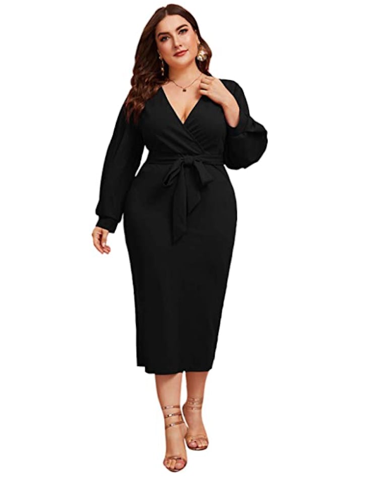 Verdusa Plus Size Belted Bodycon Dress