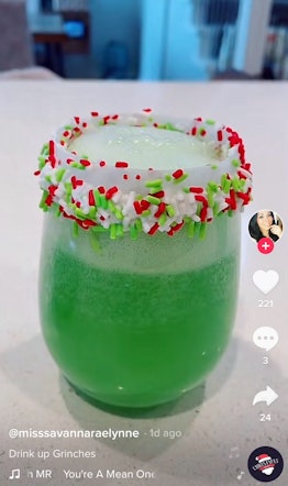 This Grinch Mimosa from TikTok is extra sweet with a marshmallow rim. 