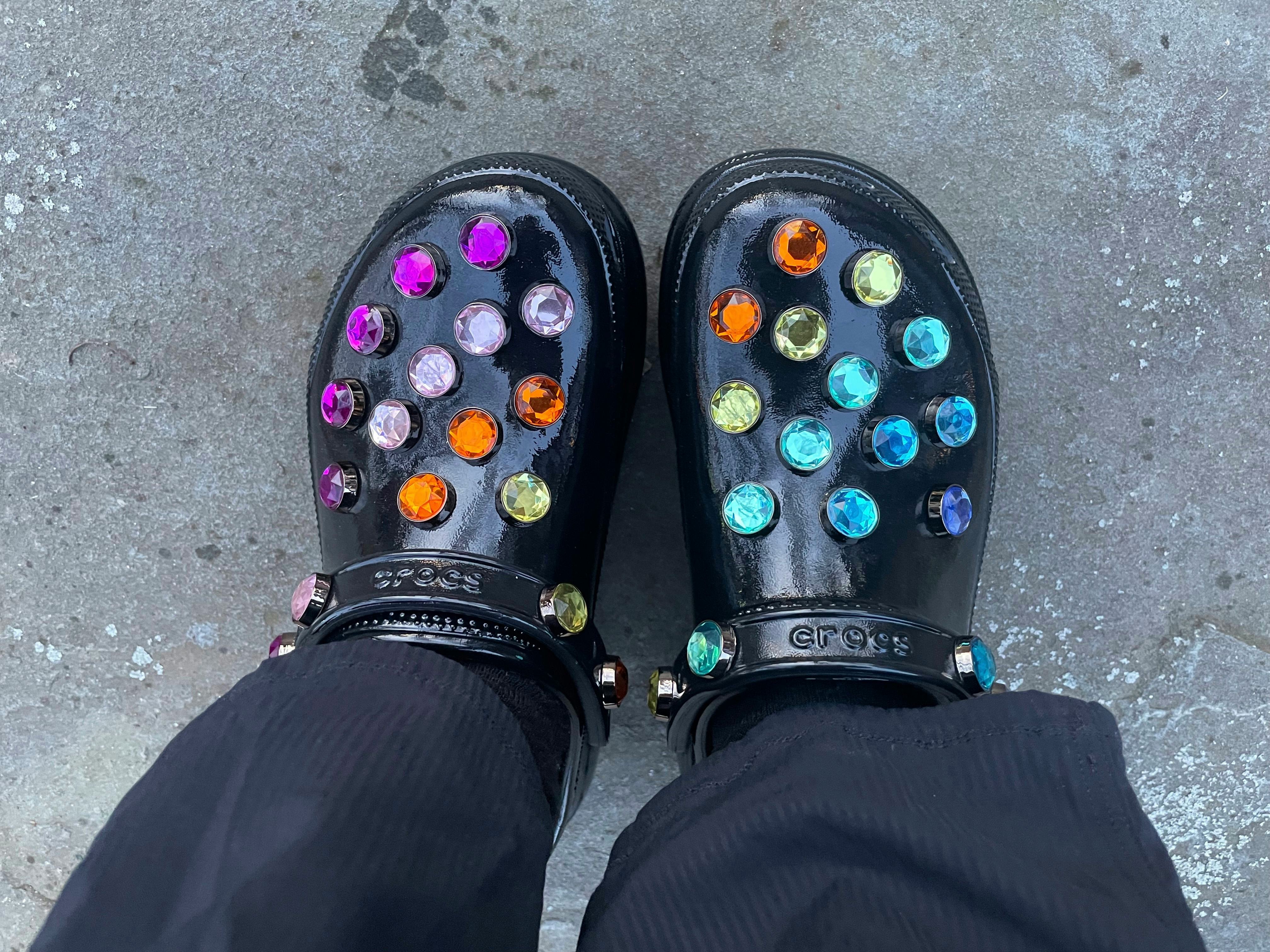 Multi color platform discount crocs