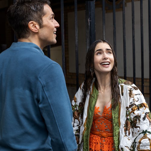 Lucas Bravo as Gabriel, Lily Collins as Emily in episode 203 of Emily in Paris via Netflix