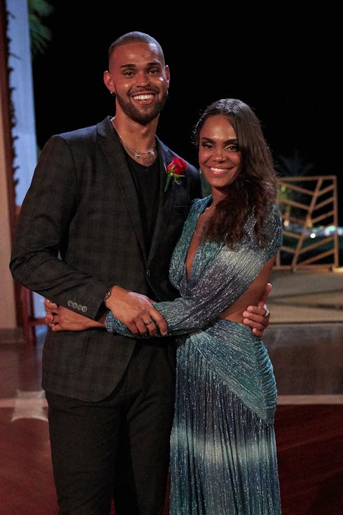 Michelle and Nayte embracing after a rose ceremony on 'The Bachelorette'.