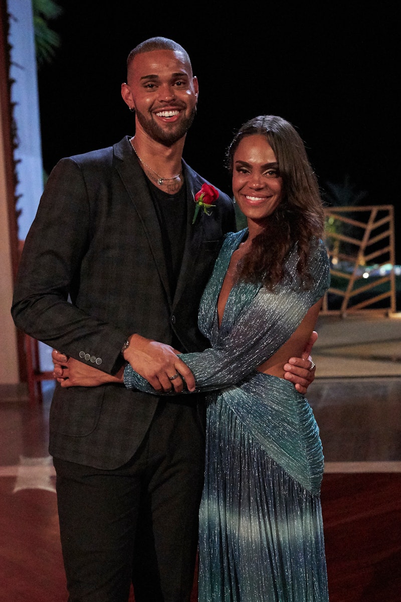 Michelle and Nayte embracing after a rose ceremony on 'The Bachelorette'.