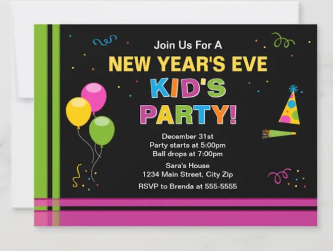 Kids New Year's Eve party invitation 