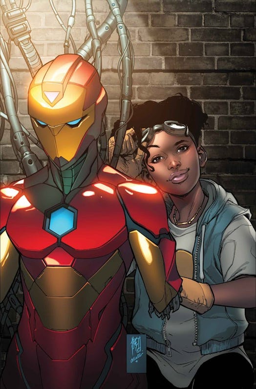 An illustration of Riri Williams as shown in Invincible Iron Man Vol 4, published in 2017
