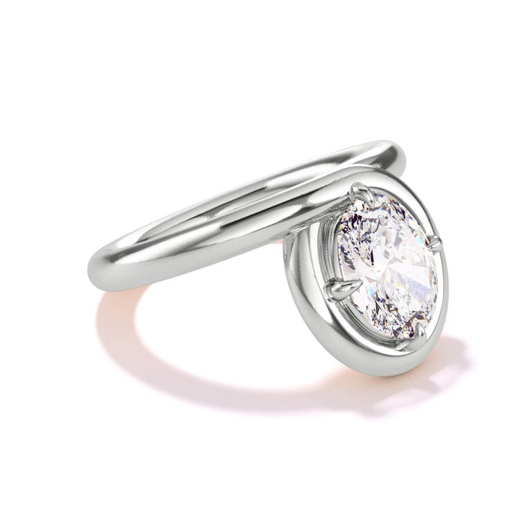 An oval diamond engagement ring by Lindsey Scoggins
