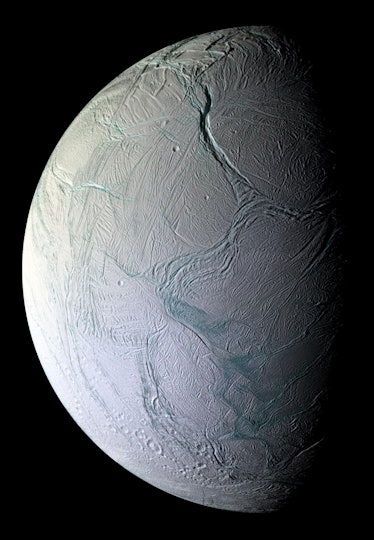 enceladus with cracks in surface
