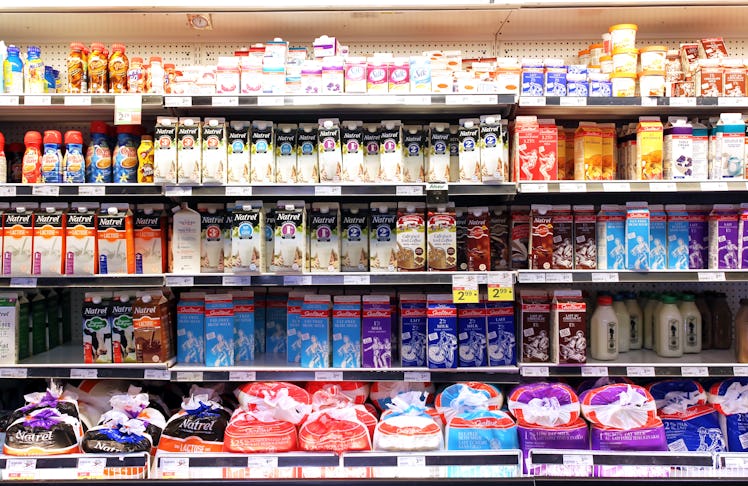 shelf of alternative milks