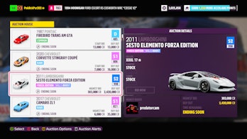 forza horizon 5 auction ending soon