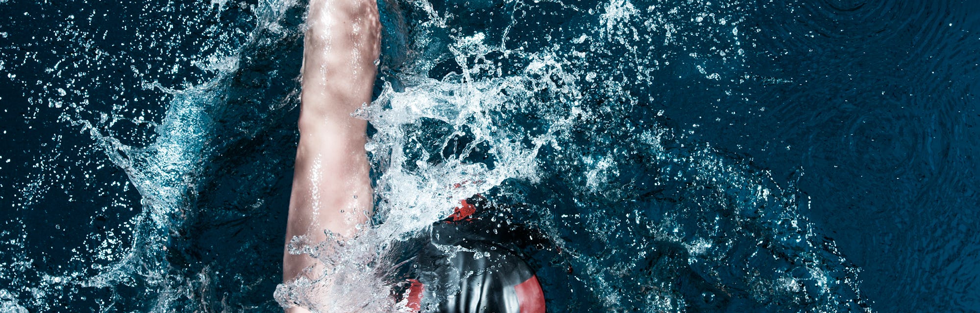 Aerial view of professional swimmer