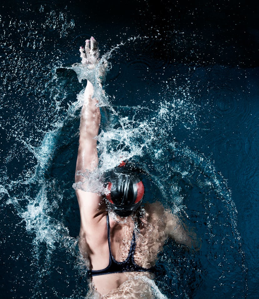 Aerial view of professional swimmer