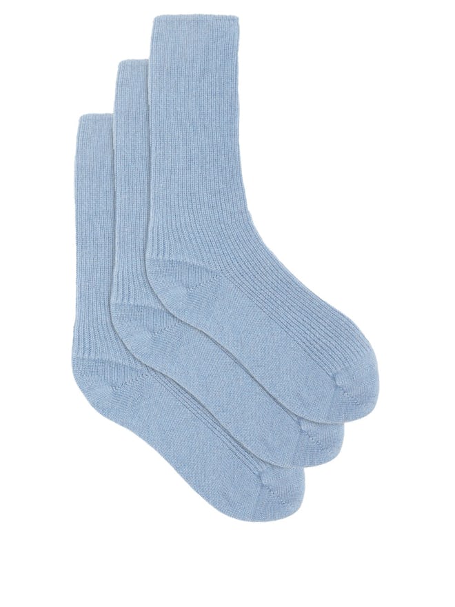 Johnstons of Elgin Pack of Three Ribbed-Cashmere Bed Socks