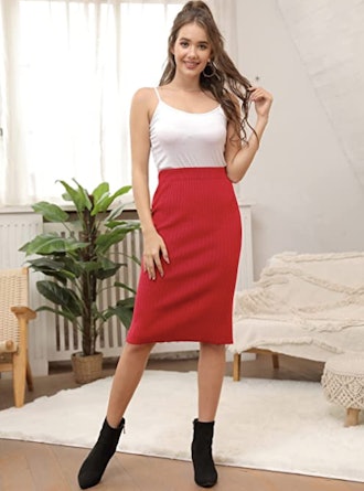 Kate Kasin Stretchy Ribbed Skirt