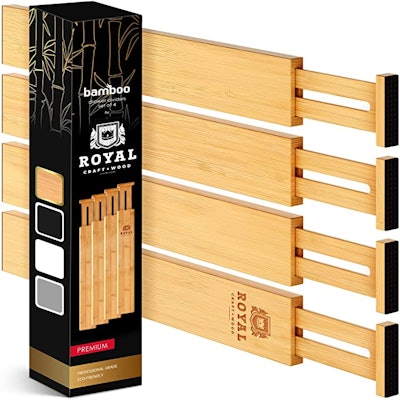 ROYAL CRAFT WOOD Adjustable Bamboo Drawer Dividers (4-Pack)
