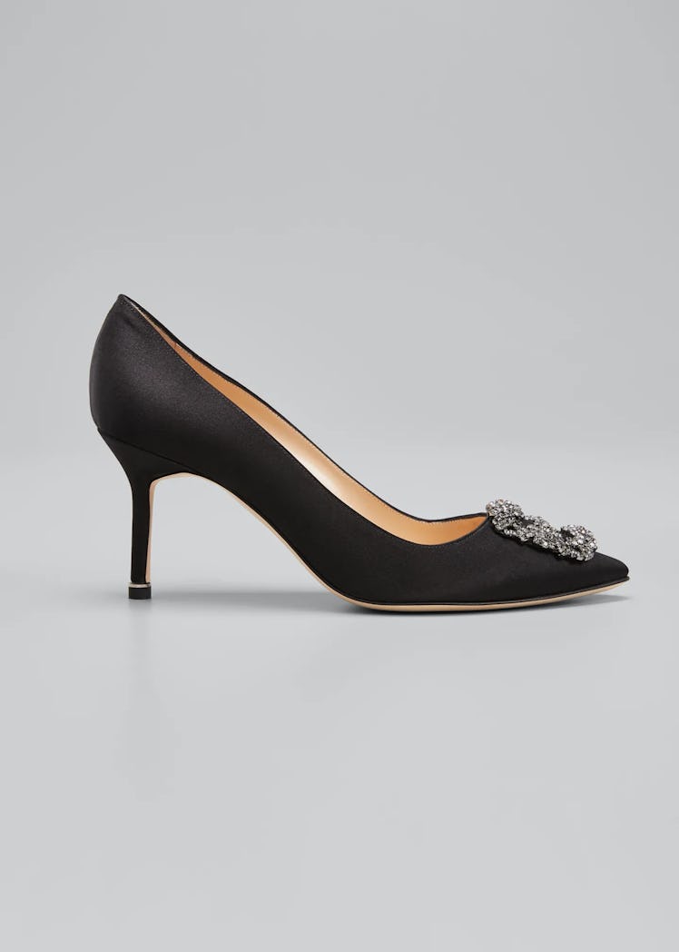 Manolo Blahnik's Hangisi 70mm Pump in black.