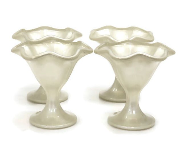 Italian Pearl Glass Dessert Cups, S/4