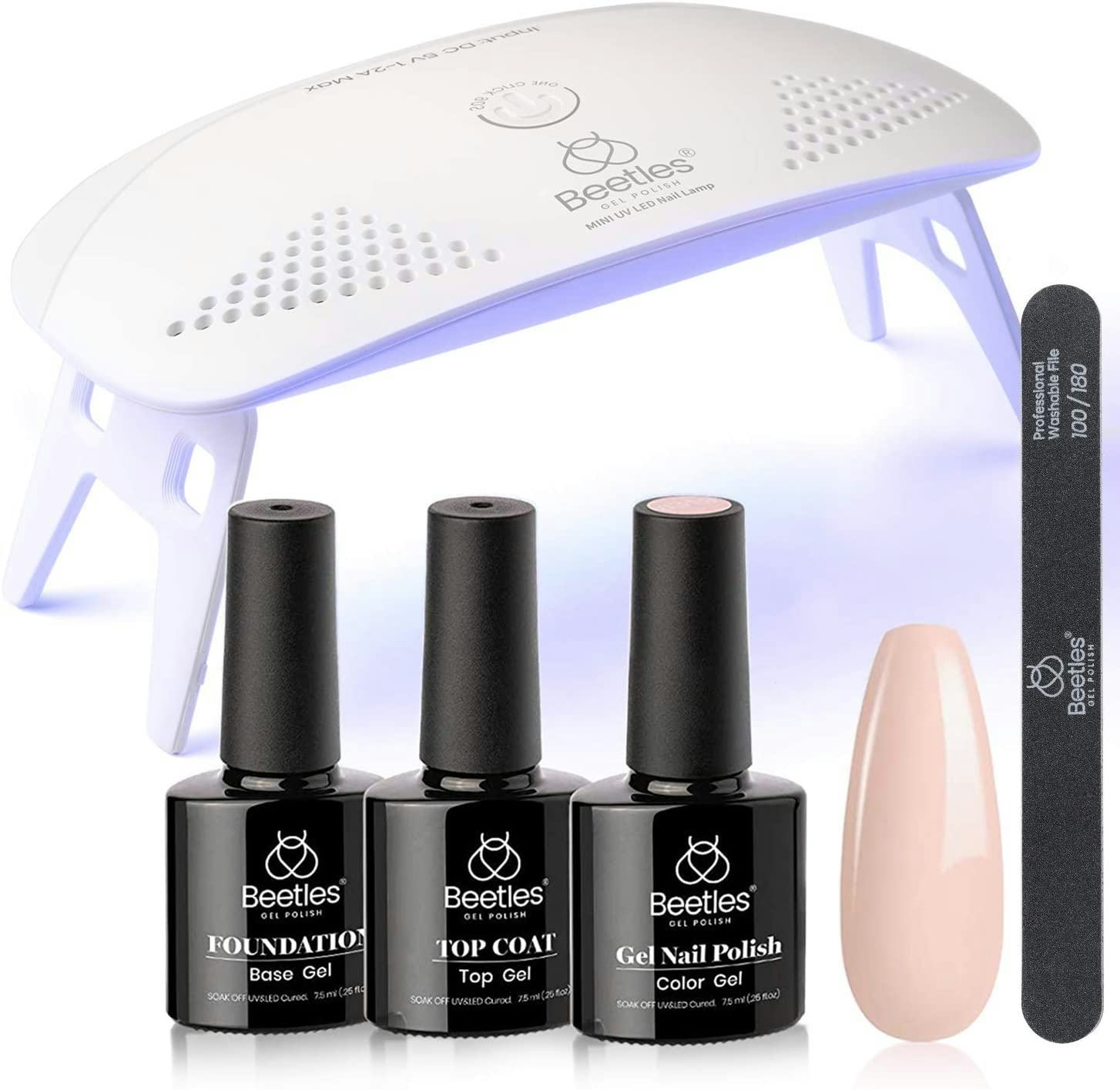 Beetles Nude Gel Nail Polish Kit &amp; UV LED Light