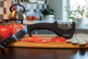 Kitchellence 3-Stage Knife Sharpener and Cut-Resistant Glove