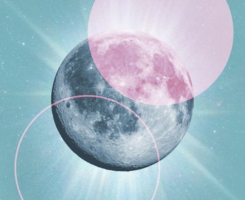 An illustration of the moon with a pink solar flare. Here's every zodiac sign's 2022 horoscope.