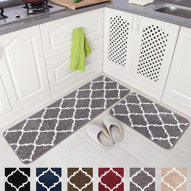 Carvapet Trellis Kitchen Rugs And Mats (Set of 2)