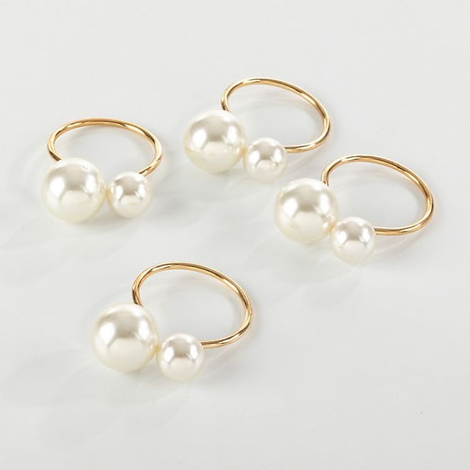 Pearl Napkin Rings in Gold (Set of 4)