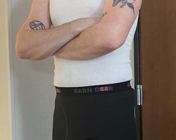 Author wearing thermal legging underwear