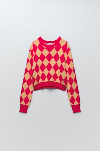Zara Knit Argyle Sweater
