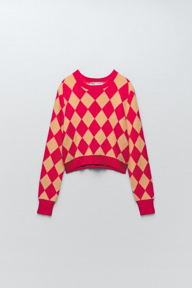 Zara Knit Argyle Sweater